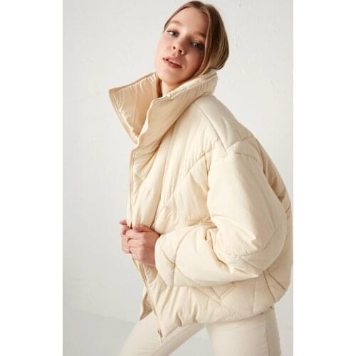 Womens Beige Inflatable Coat