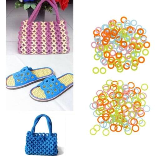 100pcs Plastic DIY Colorful Crochet Ring Circle Hook Craft Tool for Handbag Car Seat