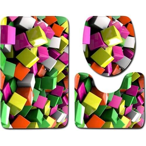3pcs/set 3D Floor Pad Polyester Fiber Abstract Print Bathroom Carpet 50*80cm