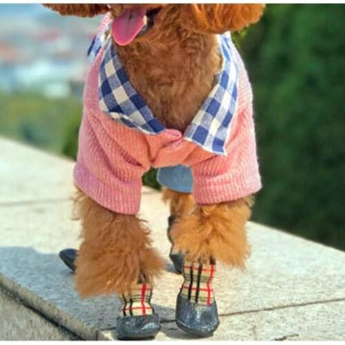 4Pcs Pet Paw Protector Breathable Waterproof Washable Cotton Non-Slip Puppy Socks Shoes Accessories Supplies for Outdoor