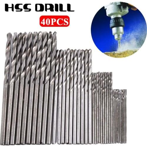 40Pcs Titanium Coated Drill Bits 0.5mm-2.0mm HSS Mini Drill Twist Drill Bits Set Straight Shank Drill Bits Set Tool