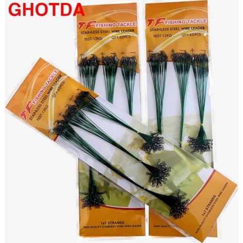 60 Pcs/lot Fishing Line Steel Wire Leader With Swivel Accessory 15cm 20cm 20cm 25cmFishing Line