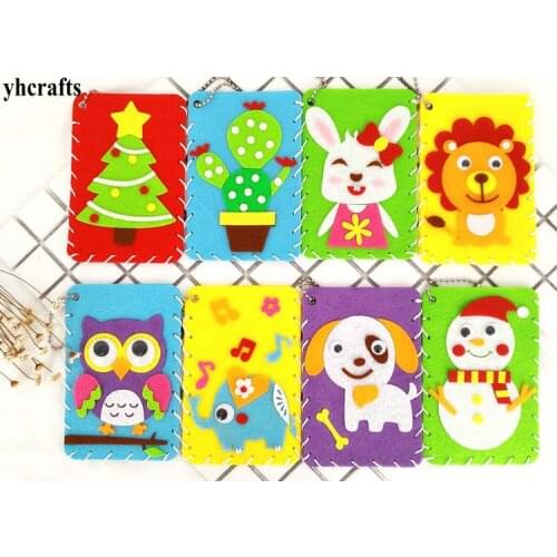 8PCS/LOT.DIY felt card bag crafts kit Early learning educational toys School bag handtag Kindergarten arts and craft diy toys