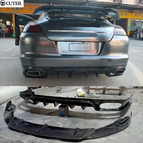 970.1 Carbon Fiber front bumper lip Rear Trunk Spoiler Lip Wing Rear diffuser side skirts For Porsche Panamera 970.1 09-13