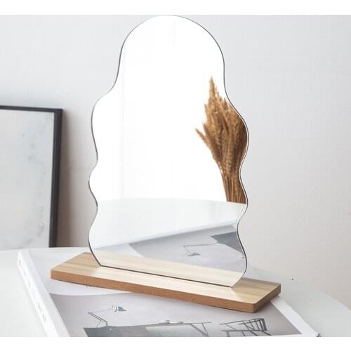 Acrylic Makeup Mirror for Desk Table Top Beveled Makeup Vanity Mirrors for Bedroom Living Room and Minimal Spaces Room Decor