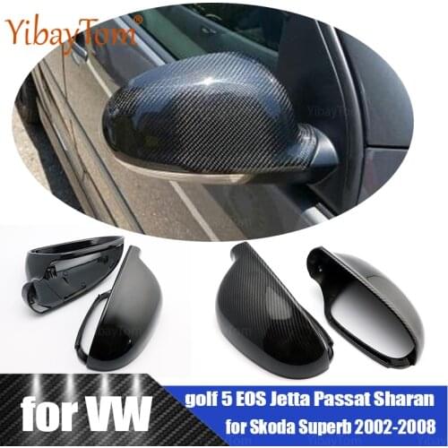 Car Styling Side Black Mirror Cover Caps for Volkswagen VW Golf 5 MK5 Variant G-TI EOS Jetta Passat B5.5 B6 Sharan Skoda Superb