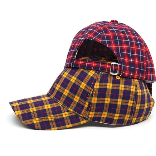 Baseball Cap Men Women Plaid Print Sunscreen Caps Cotton Fashion Hip Hop Adjustable Snapback Hat 2021 New