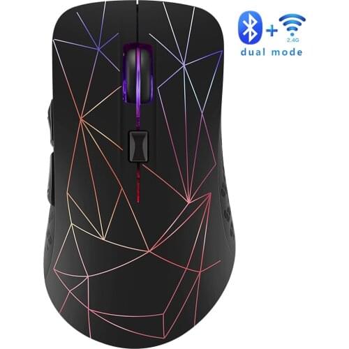 Bluetooth 5.0 + 2.4G Wireless Dual Mode Mouse Rechargeable USB Optical Computer Mice Colorful Light Gaming Mause For PLUG Gamer