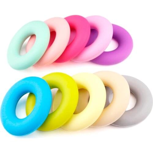 Sutoyuen 5pcs BPA Free Silicone Donut Rings Teether Beads Round Pendant DIY Handmade Baby Necklace Dummy Pacifier Chewing Toy