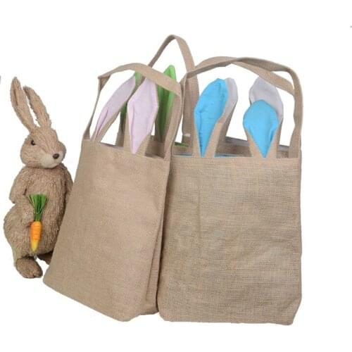 Fast Shipping Wholesale Easter Bag 100pcs/lot Hot Easter Bunny Candy Bags Jute Cloth Material Gift Bags Easter Decoration
