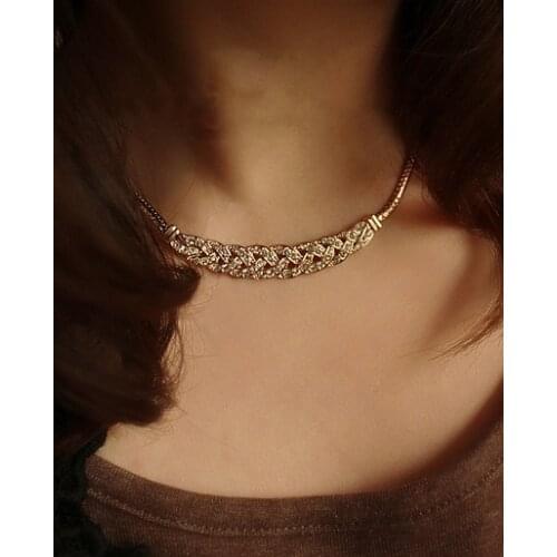 2021 Hot Sale Fshion Women Jewelry Crystal Chain Choker Chunky Statement Bib Pendant Chain Necklace Jewelry Wholesale