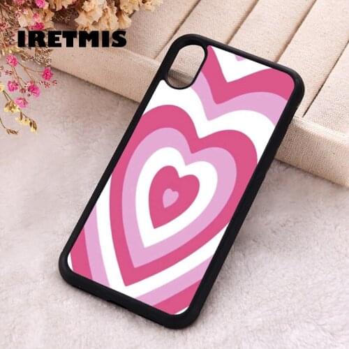 Iretmis 5 5S SE 2020 Phone Cover Case for iPhone 6 6S 7 8 Plus X Xs XR 11 12 Mini Pro Max Silicone TPU Heart pink