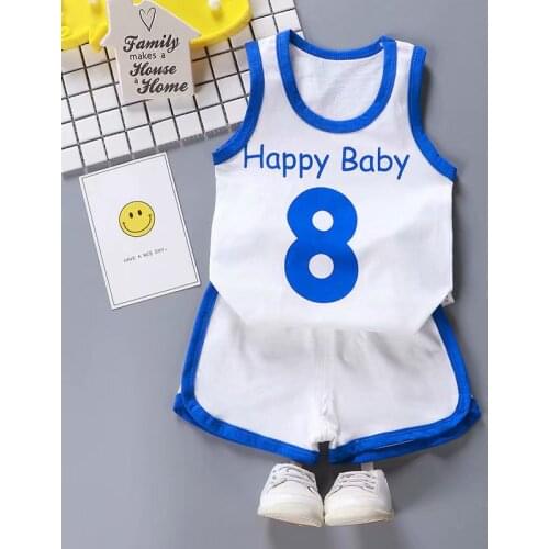Childrens Suit Kids Girls Vest + Shorts Set Summer Sleeveless Number Letter Clothing Sets Toddler Kids Boys Baby Outfits Clot