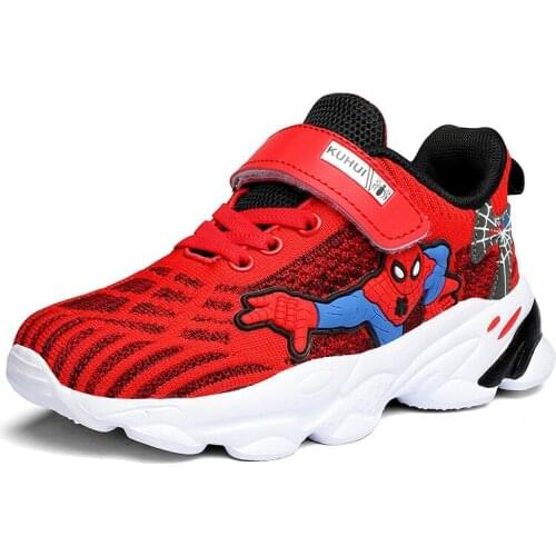 Disney childrens cartoon spiderman non-slip soft bottom boy casual shoes sports shoes student breathable mesh childrens shoes