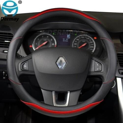 For Renault Clio 3 III Car Steering Wheel Cover Non-slip Breathable Microfiber Leather + Carbon Fiber Fashion Auto Accessories