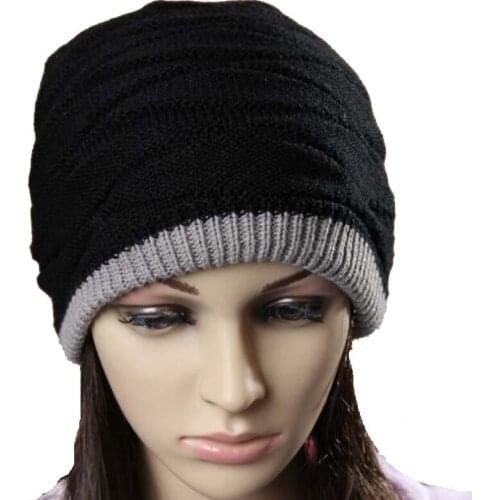 Free shipping 2016 new 1pcs wholesale diamond grid stripe knit cap man and a woman in winter warm hat 100% quality assurance