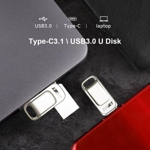 EAGET CU31 32/64/128G Portable Metal USB 3.0 Flash Drive Memory Storage Stick Mini U Disk Computer Phone OTG Type C Pen Drive