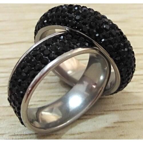 Bulk lots 50pcs Black Zircon Ring Fashion Vintage Style Black CZ Ring Wedding Elegant Rings Birthday Gift Size Assorted