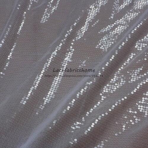 New pure white heavy sequins on netting lace fabric high-end clothing/dresses,/stage performance clothes lace fabric 1yard