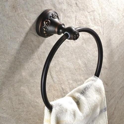 Oil Rubbed Brass Wall Mount Bathroom Hardware Accessories Round Towel Ring Hanger Holder Dba446
