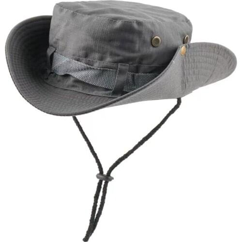 Mens Bucket Hats Outdoor Hiking Fishing Sun Protection Hats Caps Polyester Fisherman Hat Adjustable Panama Hunting Hat