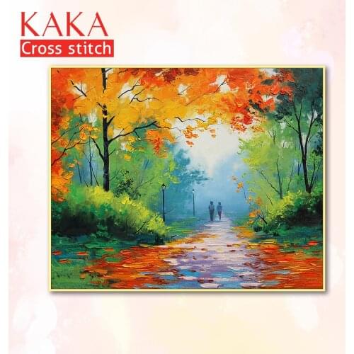 Cross stitch kits,Embroidery needlework sets with printed pattern,11CT-canvas for Home Decor Painting,Landscape Full NCKS065