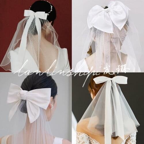 Summer New Bridal Headdress Bow Veil Hair Clip Bridal Wedding Hair Accessories Wholesale