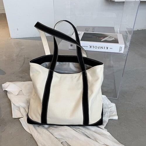 2020 new womens bag simple art canvas bag shoulder messenger bag big bag casual handbag Sen female shopping bag handbags