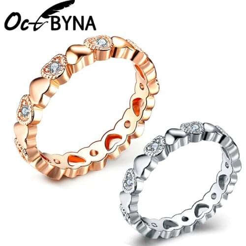 Octbyna Classic Heart Shape Brand Rings For Women Gorgeous CZ Couple Finger Rings Wedding Anniversary Jewelry Dropshipping