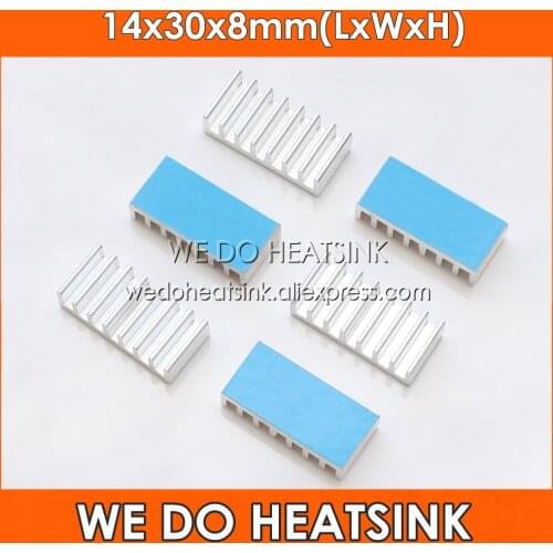 Wholesale 14x30x8mm Silver Aluminum Heatsink IC CPU DIP Heatsinks With Thermally Conductive Adhesive Transfer Tape Applied