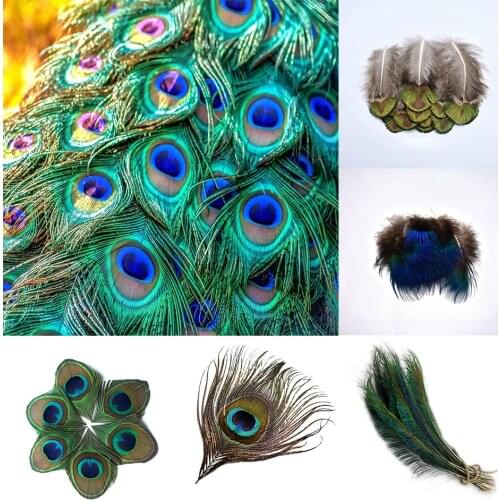 20Pcs/Lot DIY Crafts Peacock Feathers Plume Party Wedding Natural Gold Feathers Jewelry Making Christmas Home Decoration Plumes