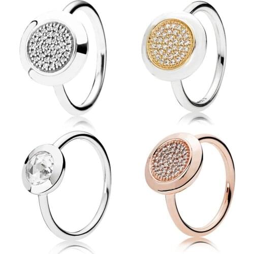 Authentic 925 Sterling Silver Original Radiant Signature pandora Ring For Women Bead Charm Gift DIY Jewelry