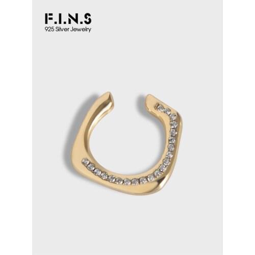 F.I.N.S S925 Sterling Silver Ear Buckle Zircon Inlaid Geometric Ear Clip No Pierced Silver Catilage Earrings Fine Jewelry
