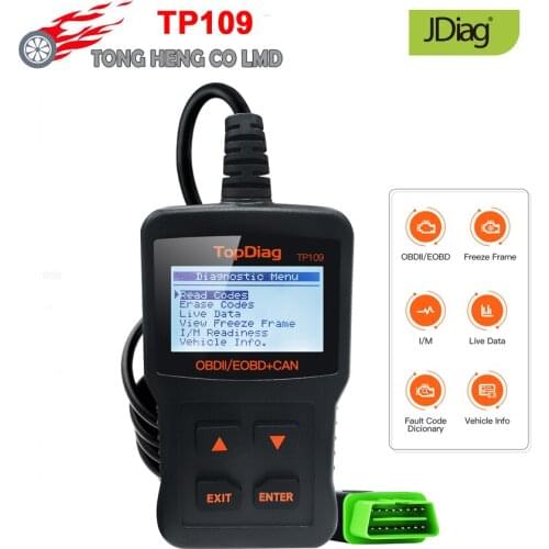 JDiag TP109 OBD2 Scanner Car Engine Fault Code Reader CAN Diagnostic Scan Tool Suitable Compatible EOBD Vehicles