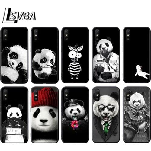 Cute Animal Panda for Xiaomi Redmi 10X Pro 5G 9A 9I 9T 9 GO K40 K30 K20 Ultra 8 7 6 5 4X Pro Soft Black Phone Case