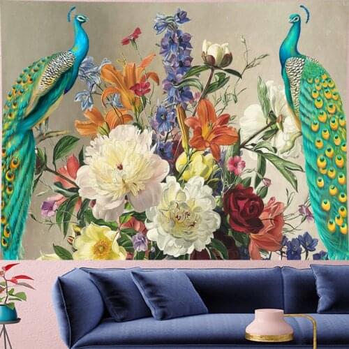 Vintage Peacock rose Flower Tapestry indian mandala tapestry Wall Hanging animal beach tapestry Yoga Mat Home Decor GN.PAPAYA