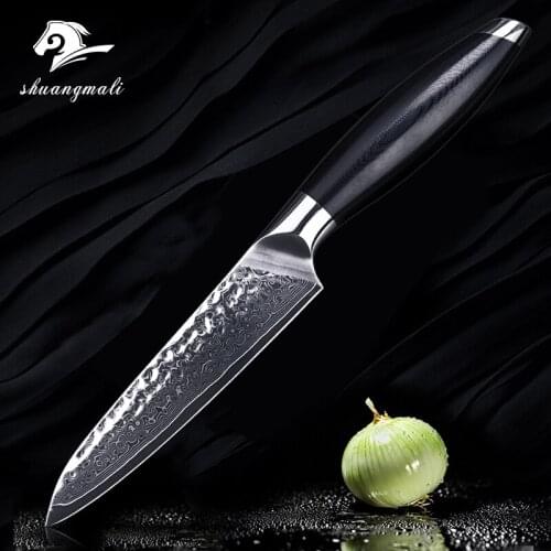 High Quality 2019 Knife Kitchen Damascus Steel Small 5" Utility Fruit Knife Paring Steak Meat Knives Cutting G10 Handle Knife