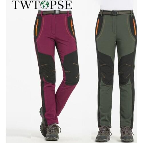 TWTOPSE Women Winter Bicycle Bike Pants Softshell Thermal Waterproof Sports Cycling Pants Windproof Fleece Outdoor Trousers 2020