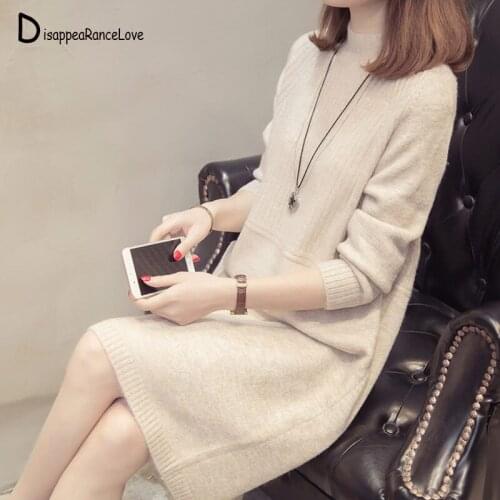 Autumn Winter Women Long Sweater 2021 New Loose Half Turtleneck Long Sleeve Knit Pullover Sweater Female Casual Large Size