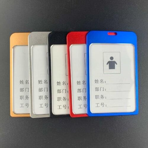 1pc Double Sided ID Card Holder Nurse Student Badges Holders Vertical Horizontal Aluminium Alloy Id Badge Holder School Supplies