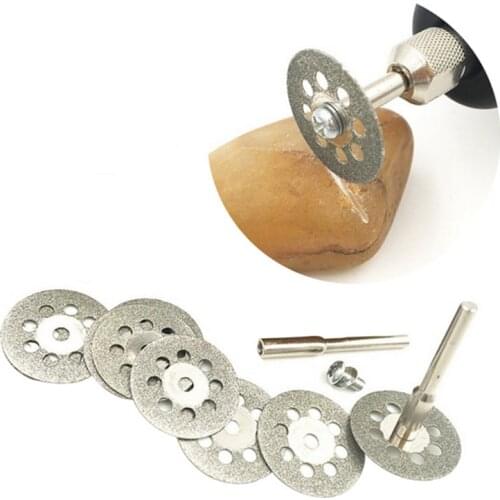 10Pcs 22mm Mini Sharp Diamond Cut Off Rotary Tool Cutting Disc Disks DIY Tools Accessories For Dremel with 2Pcs rod