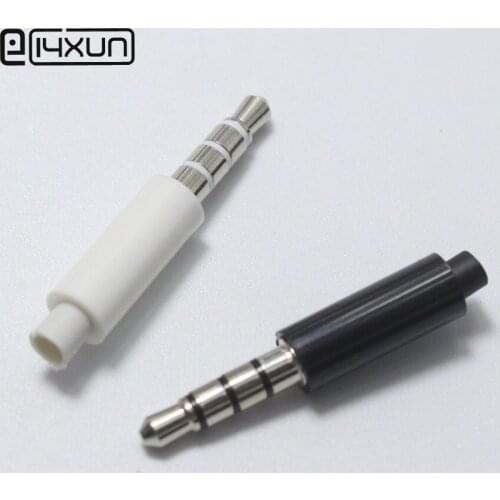 10pcs 3.5mm 4 pole Stereo Plug Nickel Plated 1/8" White Black Repair Headphone Male Plugs Audio Connector for Phone MP3 MP4
