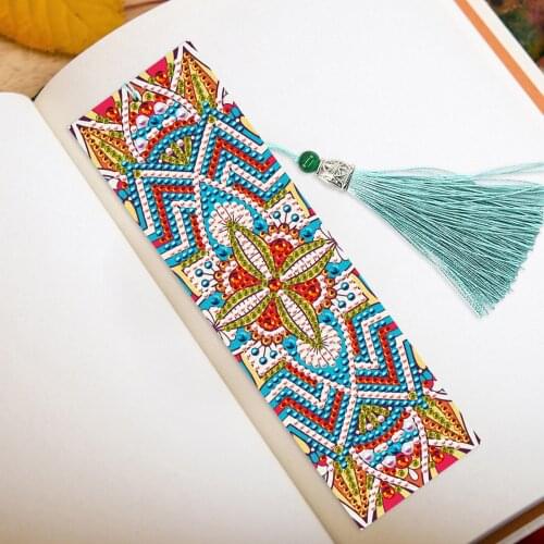 2pcs 5D DIY Diamond Painting Leather Bookmark Tassel Book Marks Special Shaped Diamond Embroidery DIY Craft Page Mark for Book