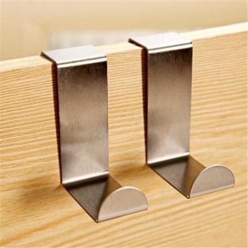 2pcs Stainless Steel Z Shape Over Door Hook For Hanging Cabinet Clothes Hanger Kitchen Organizer Holder Home Decor Towel Hanger
