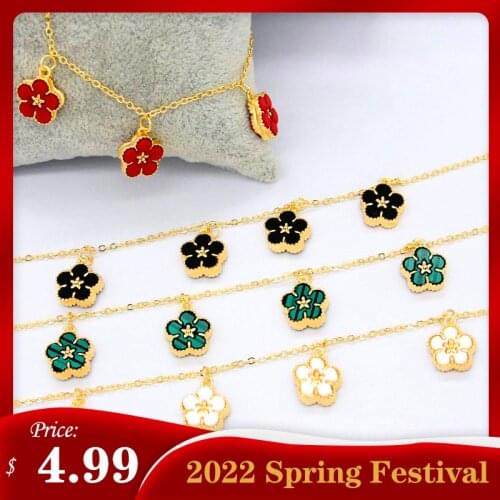 2021 Fashion Hot 5 Plum Blossom Flower High Quality CopperInlaid Bracelet Lady Elegant Jewelry Girl Versatile Accessories