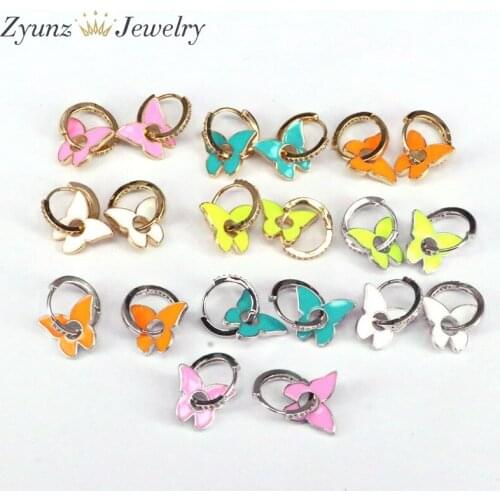 5 Pairs, Butterfly Shaped Drop-Earrings Engagement Enamel Dangle Earrings Gold Color Brincos For Friend Lover Jewelry Gift
