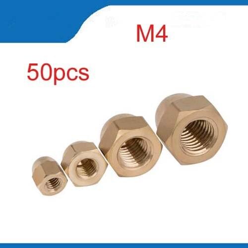 50pcs DIN1587 Acorn Nuts M4 Copper Bronze Brass Cap Nut Acorn Dome Head Hex Nuts M4