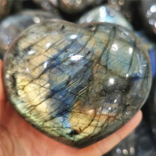 500-600g Natural Gemstones Labradorite Heart Moonstone Positive Energy Reiki Gems Crystal Heart Healing Quartz Gifts Chakra 1PCS