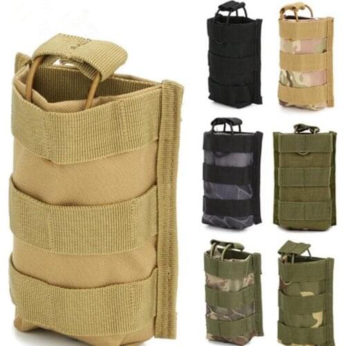 600D Nylon Multi Function Single Molle Interphone Tactical Vest Bag Outdoor Training Hunting Shooting Camo Accessory Waist Pouch
