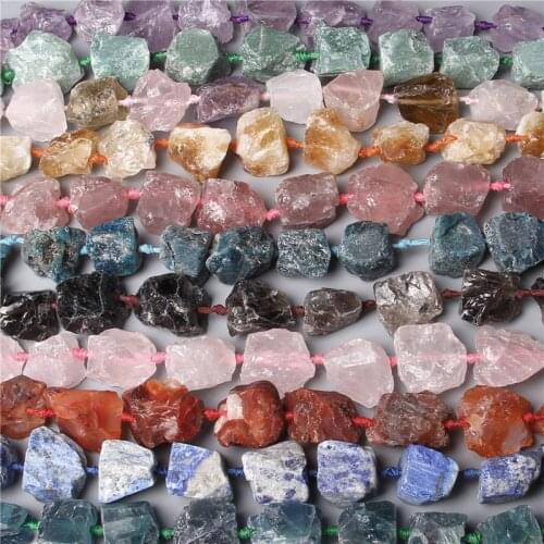 7.5" Natural Irregular Freeform Raw Stone Rough Lapis lazuli Amethysts 2-3cm Mineral Citrines Smoky Crystal Nugget Beads Jewelry